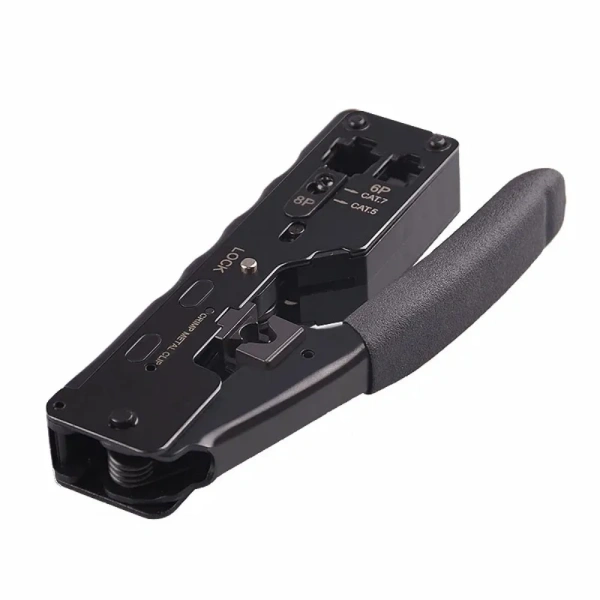 EZ-Type RJ45 Network Crimper - Crimp/Cut LAN CAT8/7/6A/6/5E (STP/UTP/With Tail Clip) & RJ11/12 TEL Modular Cable (AM-718)