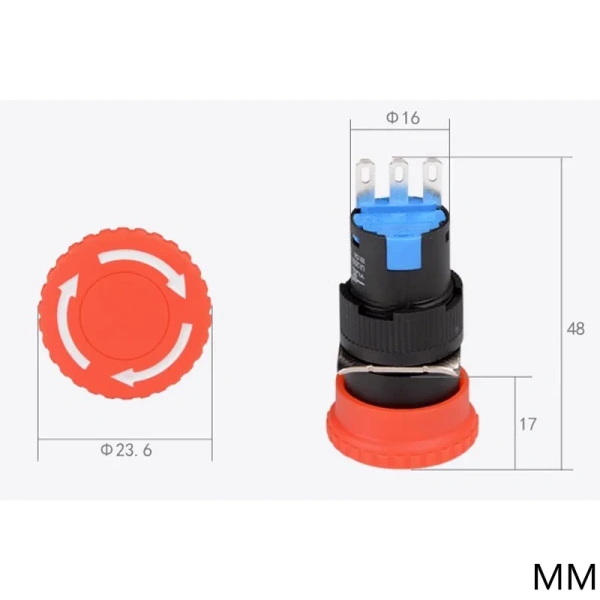 16mm Mounting Holes Latching Emergency Stop Push Button Switch Big/Small head YJ-LA16-11ZS-A