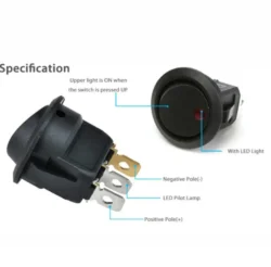 KCD1 20A 12V 220V Rocker Switch LED Dot Light Car Boat Round ON/OFF SPST Switch