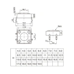 12X12 H=11.5/12/12.513/13.5/14/15/16/17MM 4PIN DIP SMT Momentary Tactile Tact Switch Push Button Key Button Black