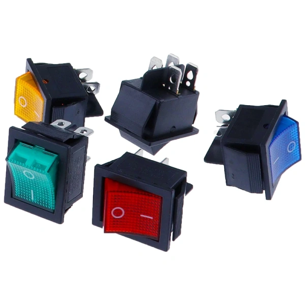 KCD4 Latching Rocker Switch Power Switch ON-OFF 2 Position I/O 4 Pins Electrical equipment with Light 16A 250VAC 20A 125VAC