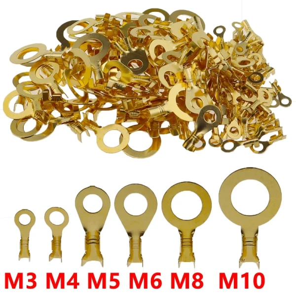 Open Barrel Wire Crimp Copper Terminal Connector- Non-Insulated Ring Lugs Crimp Cable Connector