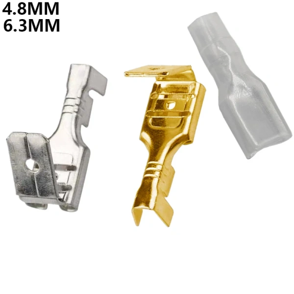 6.3mm 4.8mm Anti-back Strap Self-locking Plug Spring Cold-Pressed Terminal Block Wire Copper Joint DJ6212-4.8B DJ6212-6.3B