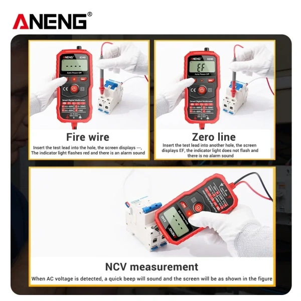 ANENG 8340 Intelligent Anti Burn Digital Multimeter Voltmeter Ohm Meter 1999 Counting AC/DC Voltage Resistance NCV Household Cir