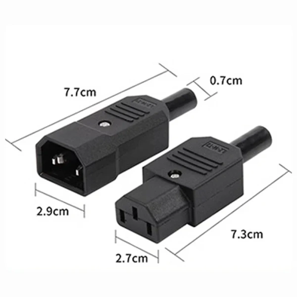 IEC320 10A 250V Black Male female docking Plug Connector Rewireable C13 C14 Plug Rewirable Power Konektor 3 Pin AC Socket