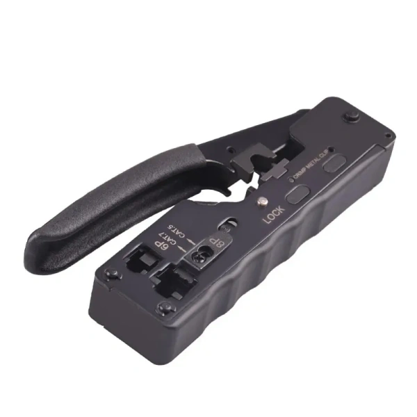 EZ-Type RJ45 Network Crimper - Crimp/Cut LAN CAT8/7/6A/6/5E (STP/UTP/With Tail Clip) & RJ11/12 TEL Modular Cable (AM-718)