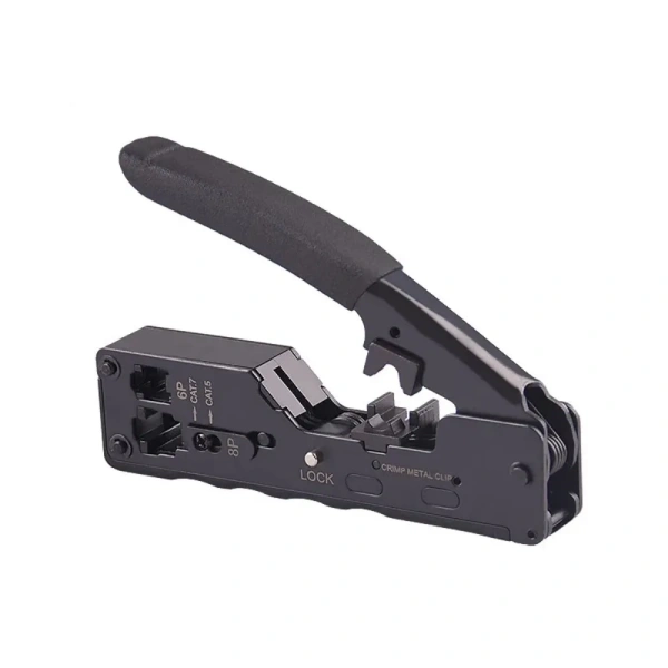 EZ-Type RJ45 Network Crimper - Crimp/Cut LAN CAT8/7/6A/6/5E (STP/UTP/With Tail Clip) & RJ11/12 TEL Modular Cable (AM-718)