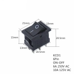 KCD1-202 KCD1-203 Rocker Switch Panel Monuting 19*13mm 10A125VAC DPDT 6P2 6P3 Push Button Switch Boat Car Snap-in on/Off