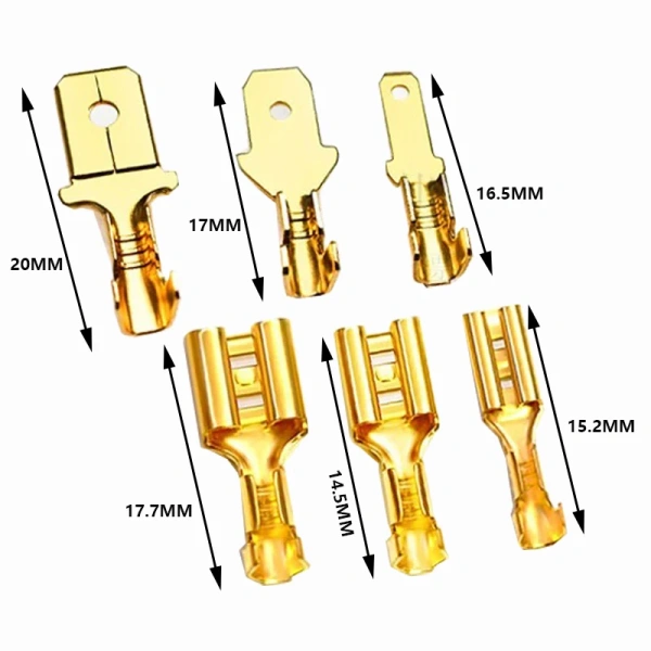 2.8/4.8/6.3mm Female and Male Crimp Terminal Brass Car Speaker Electric Wire Connectors And Insulating Sheath