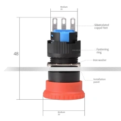 16mm Mounting Holes Latching Emergency Stop Push Button Switch Big/Small head YJ-LA16-11ZS-A
