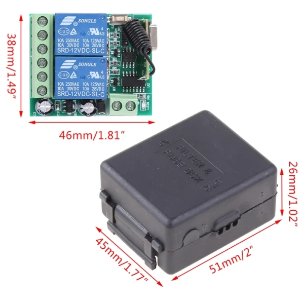 Professional DC 12v 2ch Relay Receiver Wireless Remote Control Switch Module Rf Transmitter 433mhz Remote Controller