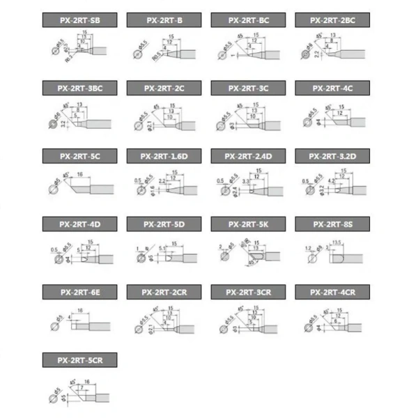 Japan GOOT PX-2RT Welding Tips for PX-201 PX-232 PX-238 PX-242 PX-336 SVS-500 Soldering iron Replacement Solder Parts