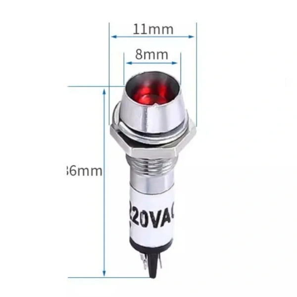 8MM Metal Indicator Light XD8-1 Small Power Work Signal Light Red, Green, Yellow, Blue, White 220V 12V 24V