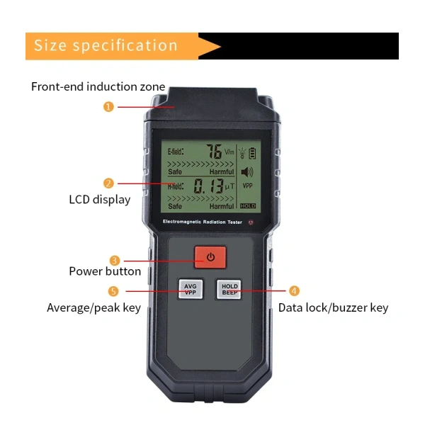 ET825 Portable EMF Meter Professional Electromagnetic Field Radiation Detector Handheld Portable Radio Frequency Warn Meter