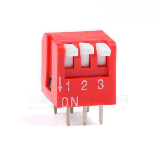 DIP switch, side dial, key type, in-line sliding type horizontal switch module 2/3/4-8P, 2.54mm spacing, red push switch