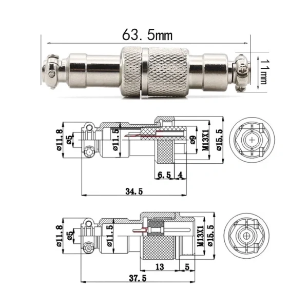 GX12 Butt type 2/3/4/5/6/7 Pin Electric Aviation Socket & Plug 12MM Docking Power Male& Female Circular Panel Connector