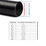 PP insulated corrugated tube flexible conduit wire harness threaded hose plastic protective sleeve outer diameter 7-28mm