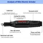 USB Electric Drill Mini Electric Grinding Variable Speed Rotary Tool Drill Bit Engraving Pen DIY Milling Polishing Tool