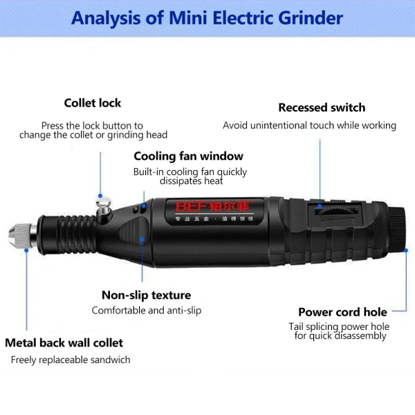 USB Electric Drill Mini Electric Grinding Variable Speed Rotary Tool Drill Bit Engraving Pen DIY Milling Polishing Tool