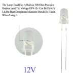 12v 5v 5mm 3mm Led Super Bright Warm White Red Blue Model Car Dashboard Indicator Light Emitting Diode With Resistance