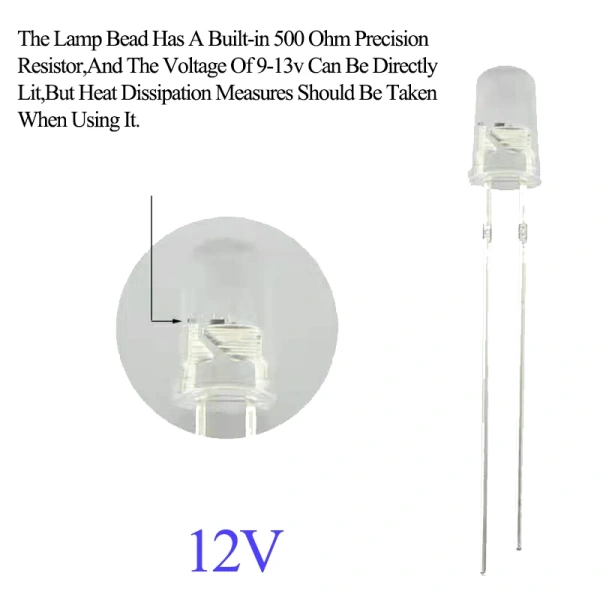 12v 5v 5mm 3mm Led Super Bright Warm White Red Blue Model Car Dashboard Indicator Light Emitting Diode With Resistance