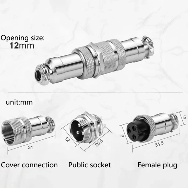 GX12 Butt type 2/3/4/5/6/7 Pin Electric Aviation Socket & Plug 12MM Docking Power Male& Female Circular Panel Connector