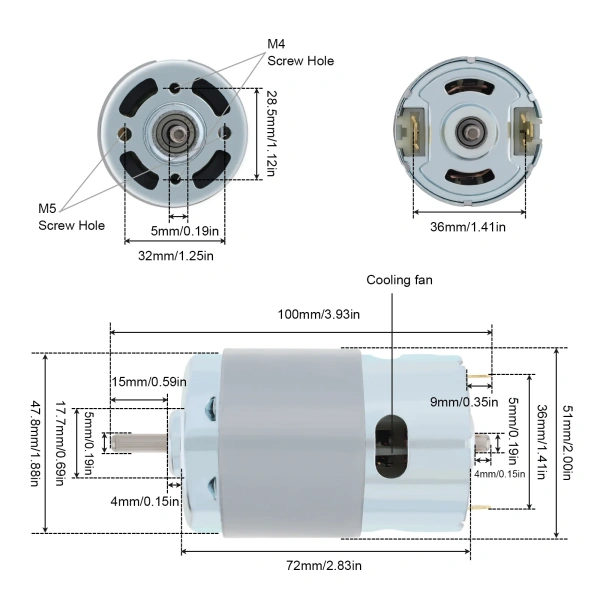 895 DC Motor 12V 24V High Torque 6000RPM 20000RPM Double Ball Bearing High RPM DC Motor for Electric Tool DIY Small Micro Drill