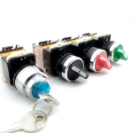 22mm Rotary Switch La38-11x2 / X3 Instantaneous / Locking 2 / 3 Position 10a400v Power Switch with Key Red Green Black