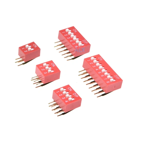 Red 1/2/3/4/5/6/8/10/12 Position bits dip TOGGLE switch doule Row PITCH 2.54MM Slide Switches Right Angle Vertical