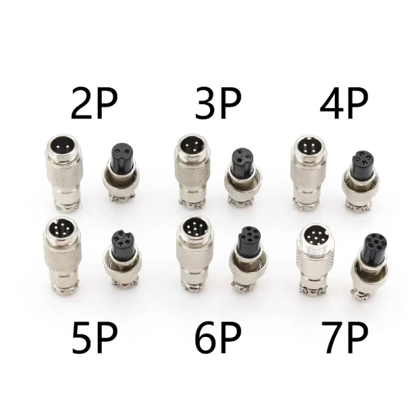 GX12 Butt type 2/3/4/5/6/7 Pin Electric Aviation Socket & Plug 12MM Docking Power Male& Female Circular Panel Connector